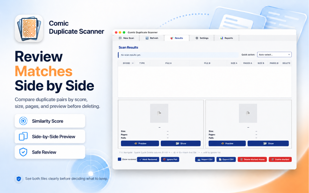 Comic Duplicate Scanner — photo and filename scan